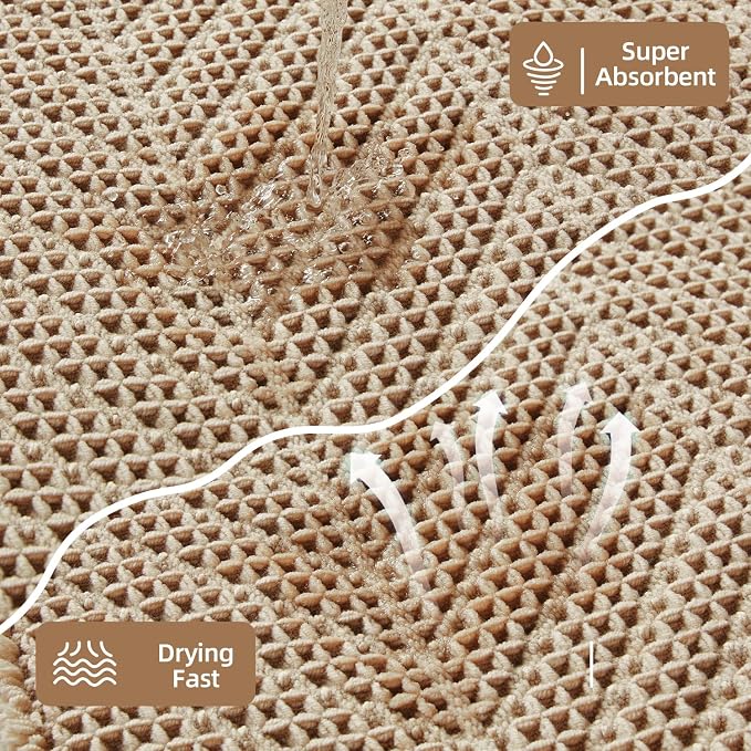 Sunfly Waffle Runner Rug Bathroom, Boho Bath Mat Super Absorbent & Quick Dry, Non-Slip Washable with Tassels, Ultra Soft Farmhouse Long Bathroom Rug 24"x72" Beige