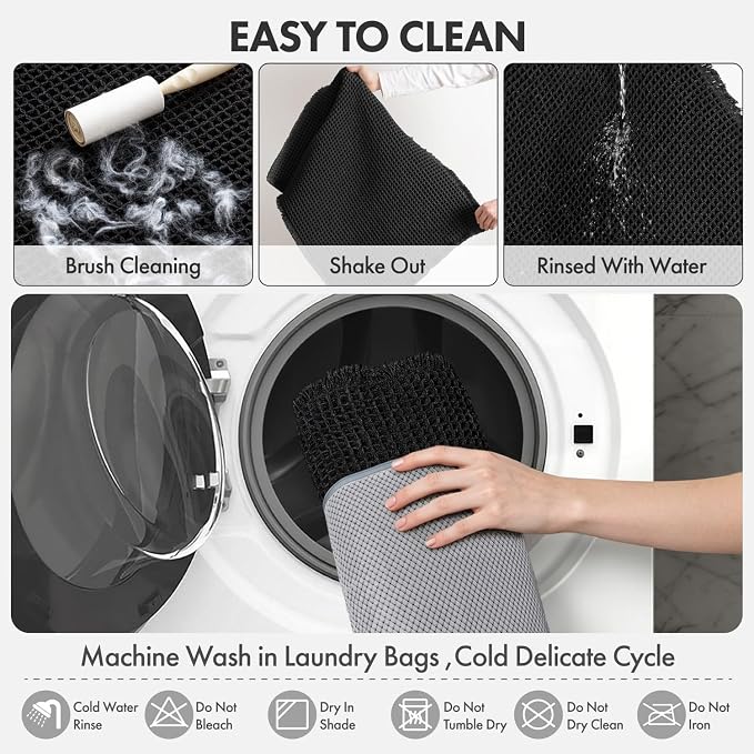 MIULEE Waffle Bathroom Runner Rugs, Super Absorbent Non Slip Bath Rug, Upgraded Soft Quick Dry Washable Boho Large Bath Mat with Tassels for Hallway Laundry Room Bedroom, 2'x5' (24"x60"), Black