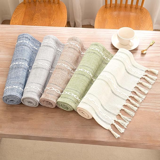 Table Runner, Rustic Farmhouse Linen Waterproof Table Runners for Holiday Party, Dresser Decor and Dining Room Decorations-Light Coffee-14 x72, 4-6 Seats