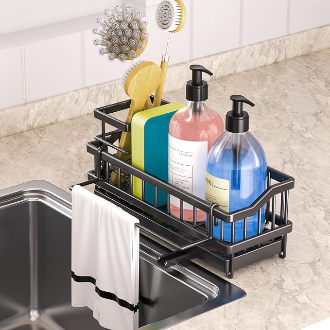 Sponge Holder for Kitchen Sink - Countertop Rustproof Stainless Steel, Kitchen Gadgets Accessories, Sink Caddy