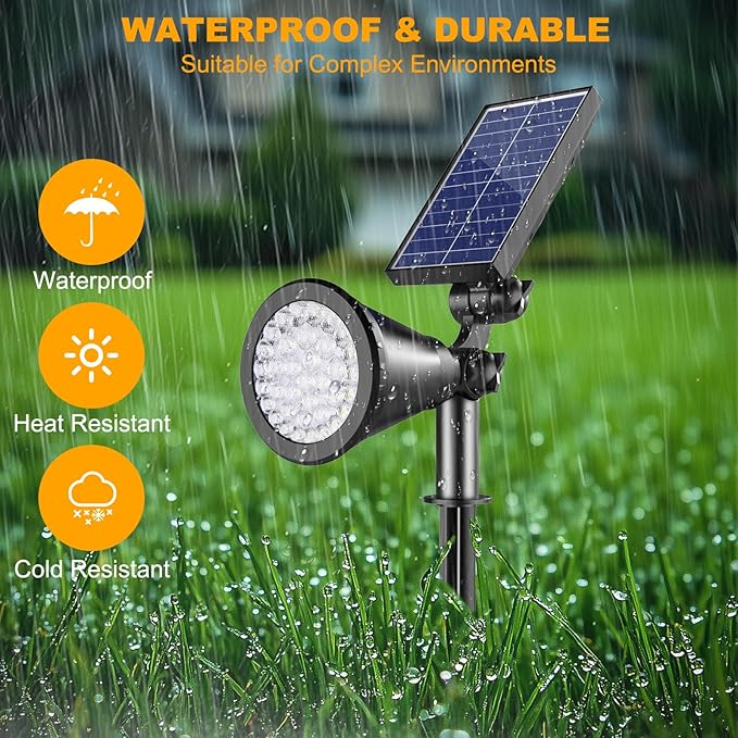 Solar Spot Lights Outdoor, 36 LEDs 1000LM Adjustable Solar Lights Outdoor Waterproof, 2-in-1 Solar Powered Spotlights Landscape Lighting for Garden, Yard, Pathway- 4 Pack (Cool White)