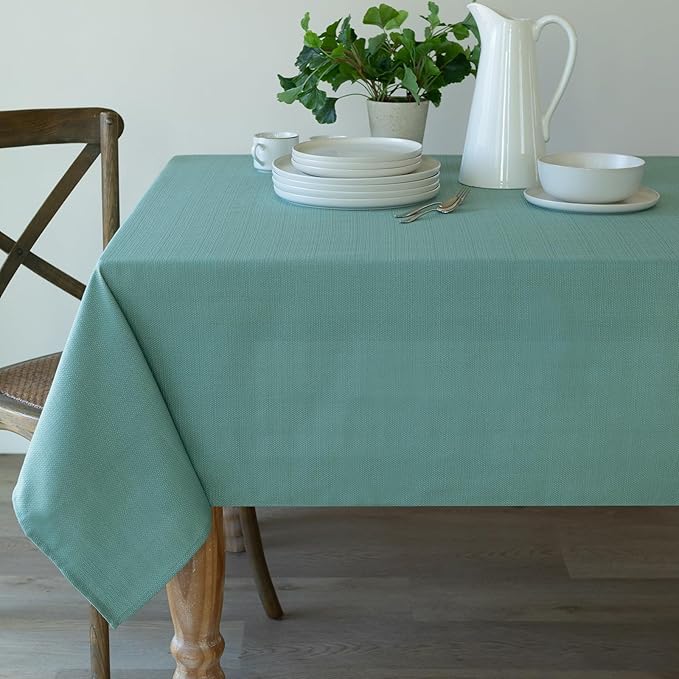 Benson Mills Cameron Textured Fabric Table Cloth, for Everyday Home Dining, Parties, Weddings & Spring Holiday Tablecloths (52" x 70" Rectangular, Nile Blue)