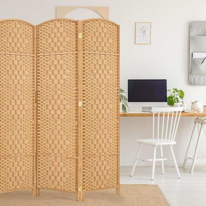 HALLYBEE Room Divider, Room Dividers and Folding Privacy Screens, 16in Privacy Screen, 3 Panel Temporary Wall Partitions, 6ft Space Separation Panel Screen, Light Beige