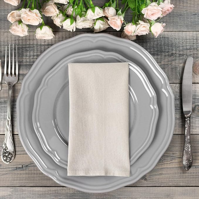 Mixweer Set of 40 Beige Cloth Linen Napkins Bulk Reusable Cotton Dinner Napkin 16 x 16 Inch Washable Pastel Soft Table Napkins for Wedding Dinner Hotel Restaurant Event Party
