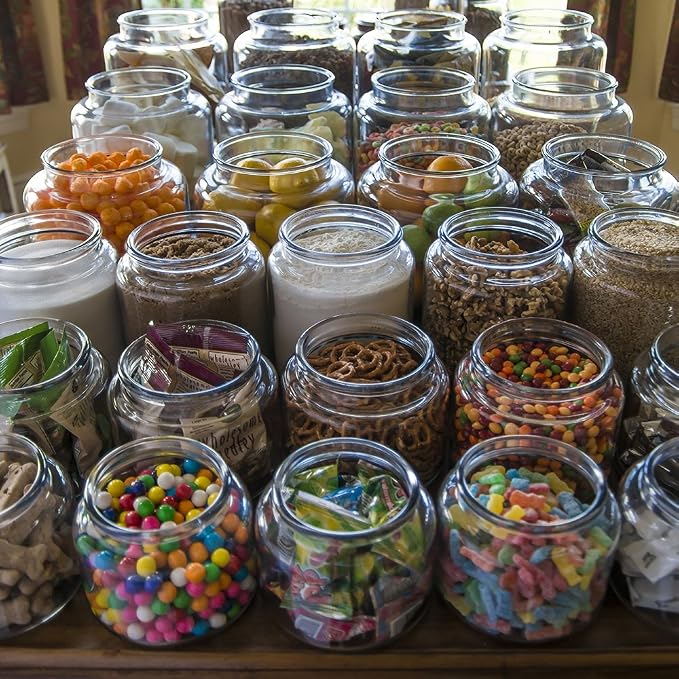 Anchor Hocking Montana Glass Jars with Fresh Sealed Lids, Brushed Metal, 96 oz (Set of 2)
