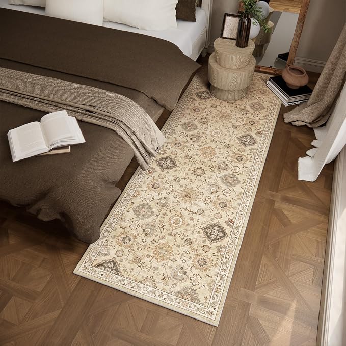Machine Washable Hallway Runner Rug: 2'x6' Kitchen Rugs Stain Resistant Non Slip Low Pile Soft Carpet Runners for Hallways Indoor Entryway Kitchen Beside Bedroom Bathroom Farmhouse