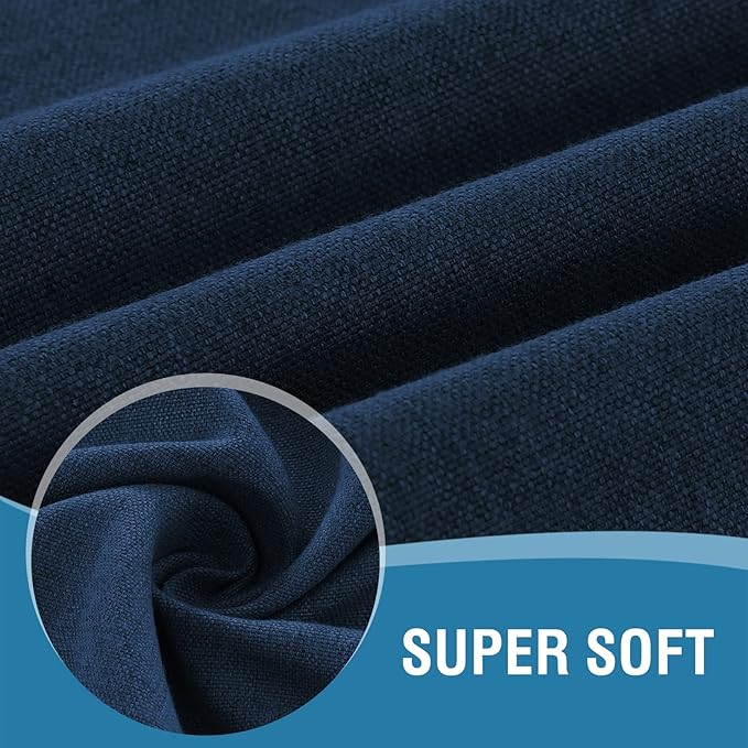 H.VERSAILTEX Linen Textured Tablecloth Round 70 inch Waterproof Decorative Table Cloth Spill-Proof Linen Look Cover for Party Table Extra Soft and Thick Fabric Wrinkle Free, Heather Navy