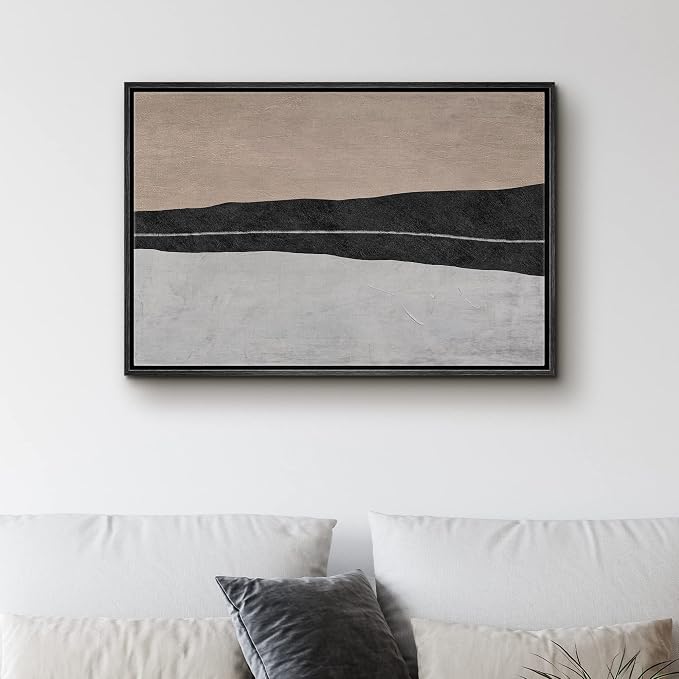 SIGNWIN Framed Canvas Print Wall Art Brown Black Gray Pastel Color Field Abstract Shapes Illustrations Modern Art Decorative Contemporary Minimal for Living Room, Bedroom, Office - 16"x24" Black