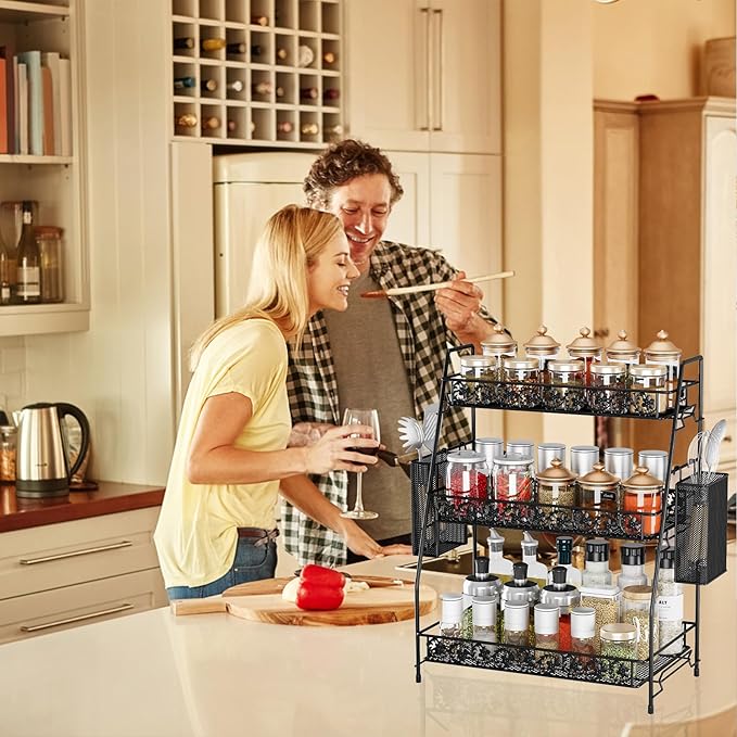 3-Tier Shelf Organizer,Large Size Storage Rack,Counter Organiztion for Countertop Organizer for Spice Racks Snacks in Kitchen/Sink/Bedroom/Living room/Office/Plant Full Metal
