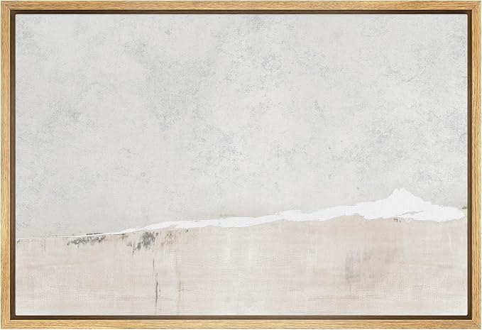 SIGNWIN Framed Canvas Print Wall Art Gray White Watercolor Landscape Abstract Shapes Illustrations Modern Art Decorative Contemporary Chic Minimal for Living Room, Bedroom, Office - 24"x36" Natural