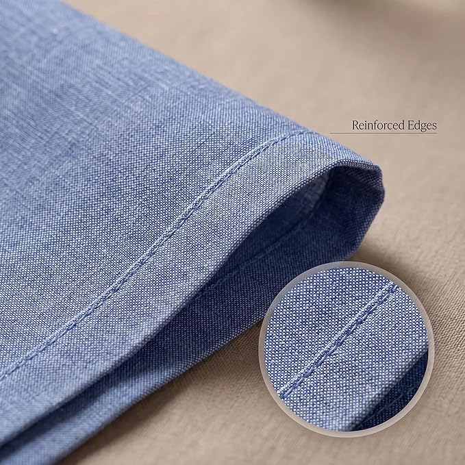 Urban Villa Cloth Napkins 100% Cotton Highly Absorbent Washable Reusable Premium Dinner Napkins Ideal for Gifts for Mothers Day Hotel Farmhouse Parties - Blue/White Chambray (20" x 20", Set of 12)