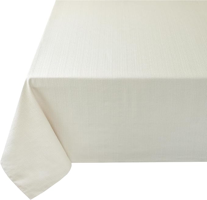 Benson Mills Cameron Textured Fabric Table Cloth, for Everyday Home Dining, Parties, Weddings & Holiday Tablecloths (60" x 120" Rectangular, Flax/Beige/Taupe)
