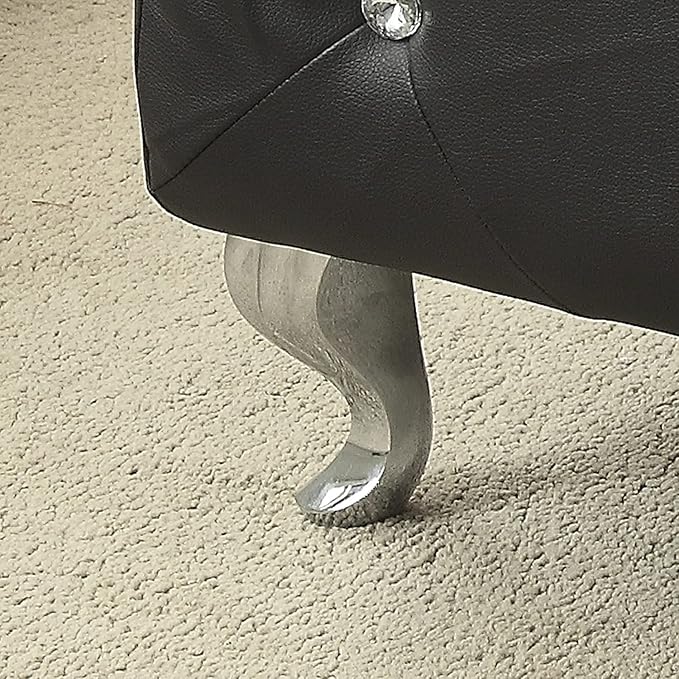AC Pacific Glam 38 Inches Storage Ottoman Bench for Entryway, Hallway, Living Room, and Bedroom, Upholstered Tufted Faux Leather Ottoman with Storage, Foot Rest and Organizer, Midnight