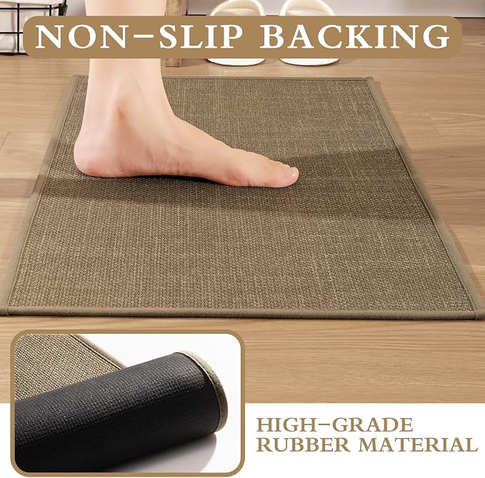 YIHOUSE Bathroom Rug Sets 2 Piece, Bathroom Mat Quick Dry, Thin Bath Rug Set,Absorbent Bath Mat for Bath Room Non Slip Washable for Toilet and Floor 17.5"x24"U+17"x24"
