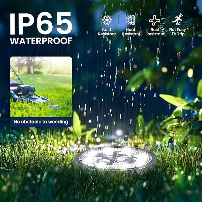 SOLPEX 10 Pack Solar Ground Lights Outdoor Waterproof, Solar Powered Pathway Lights, Landscape Lighting for Garden Walkway Driveway Backyard Decor (Cool White)