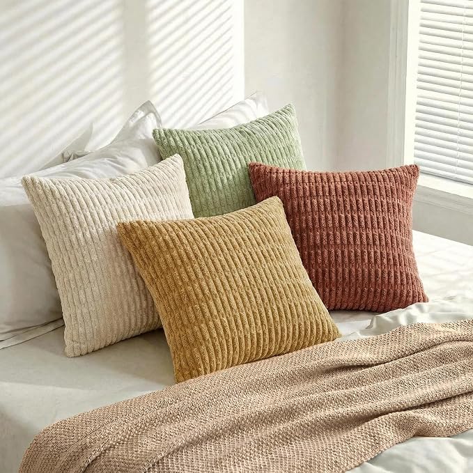 Fancy Homi 4 Packs Decorative Throw Pillow Covers for Living Room Couch Bed, Modern Farmhouse Boho Home Décor Accent Cushion Case, 12" x 12", Fall