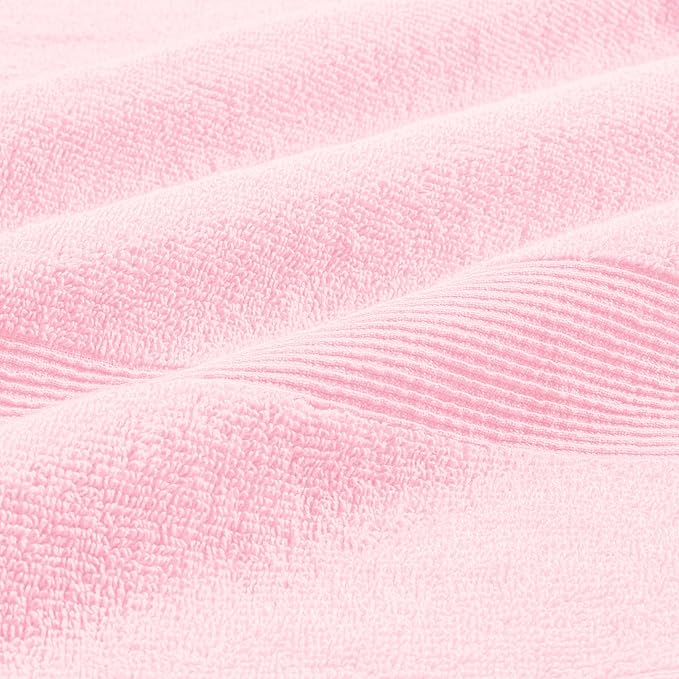 Belizzi Home 8 Piece Towel Set 100% Ring Spun Cotton, 2 Bath Towels 27x54, 2 Hand Towels 16x28 and 4 Washcloths 13x13 - Ultra Soft Highly Absorbent Machine Washable Hotel Spa Quality - Pink