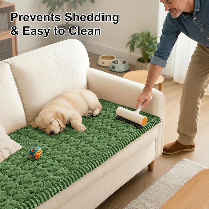 Smiry Couch Covers for Dogs Washable, Non Slip Fuzzy Pet Couch Covers for Sofa, Soft Thick Sofa Slipcovers Furniture Protector Pet Friendly (Olive Green, 27.6" x 47")