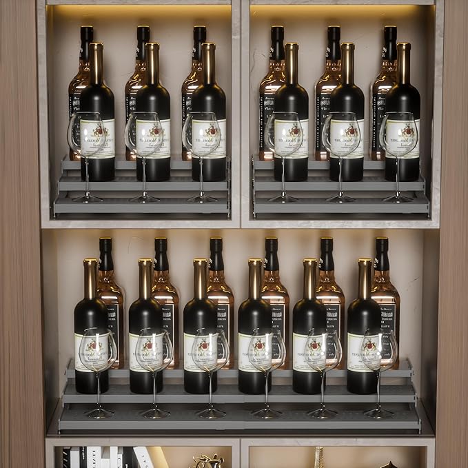Expandable 3-Tier Metal Spice Rack, Heavy Duty Kitchen Step Shelf Organizer for Cabinet, Pantry & Countertop, Non-Slip Storage for Spices, Perfumes & Collectible Figures(GREY,1PACK)