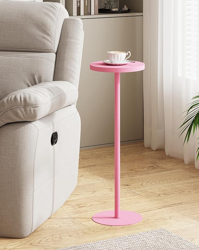 TUTOTAK Tall Round Side Table, Small End Table, Drink Table, Pedestal Side Table, livingroom, Pink TB01BP065