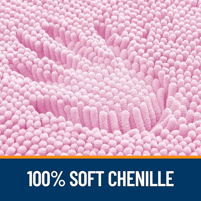 OLANLY Bathroom Runner Rugs 47x20, Extra Soft Absorbent Chenille Bath Rugs, Rubber Backing Quick Dry, Machine Washable Long Bath Mats for Bathroom Floor, Tub and Shower, Home Decor Accessories, Pink