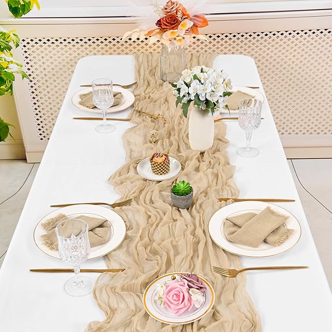 36 Pack Handmade Cloth Napkins with Fringe,16 x 16 Inch Cotton Linen Napkins, Washable and Reusable Napkin, Soft Rustic Boho Fringe Cloth Napkin for Dinners, Party, Wedding (Caramel)