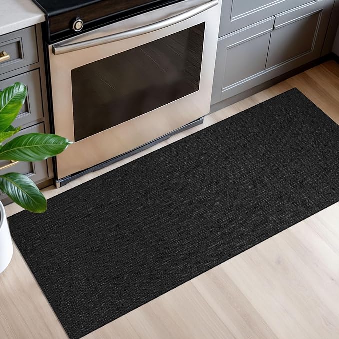EARTHALL Woven Runner Rug 2x5 Ft Washable Runners for Hallways Cotton Non Slip Rubber Backed Kitchen Runner Braided Indoor Floor Carpet for Entryway, Hallway, Kitchen, Bedroom, Black/Grey