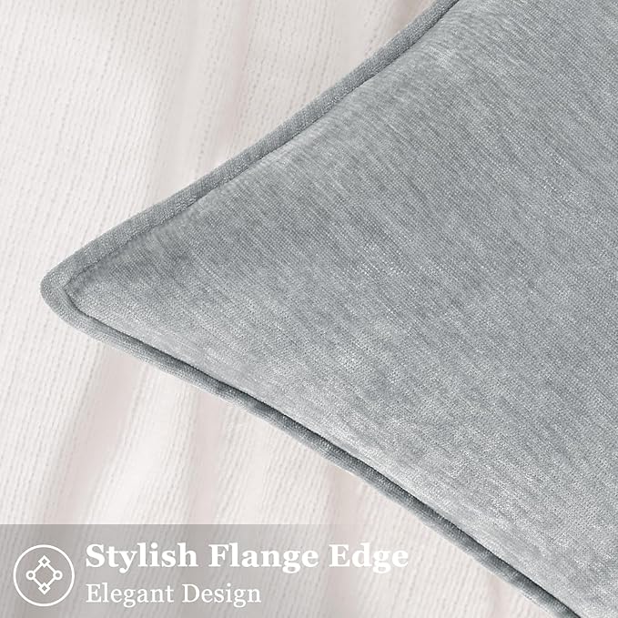 decorUhome Summer Couch Throw Pillow Covers 12x20 Set of 2, Decorative Soft Velvet Modern Cozy Chenille Lumbar Pillow Cases with Elegant Design for Sofa Bed Living Room Home Decor, Ultimate Gray