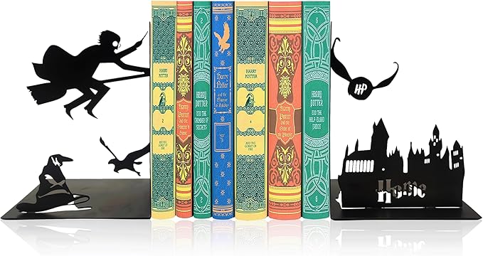 Black Magic Book Stopper - Decorative Bookends for Bookshelf - Unique Gifts for Family Friends Kids, Study Room Home Office Decor
