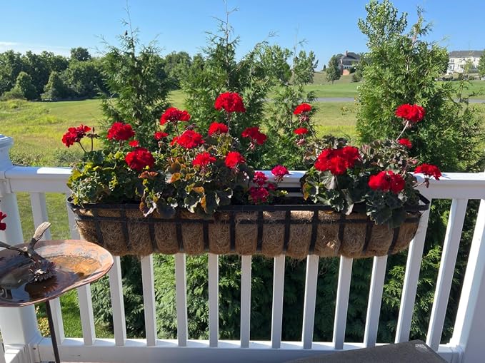 36 Inch Window Box Planters 2 Pack with Coco Liners, Rustproof Metal Hanging Flower Boxes for Outdoor Railing, Fence and Window Sill （2 Pack）