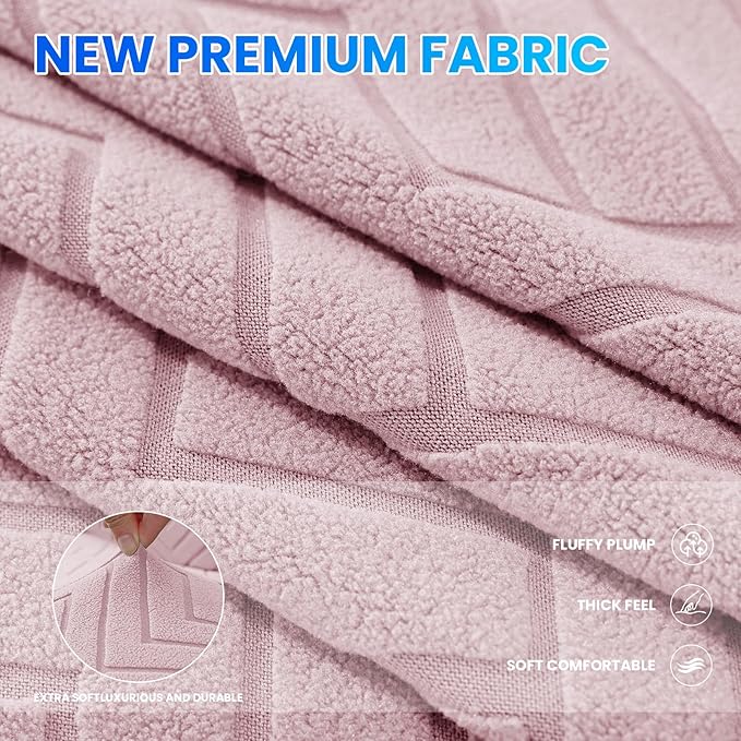 Stretch Sofa Slipcover 1 Piece Couch Sofa Cover,31"-46" Non Slip Soft Couch Sofa Cover Washable Furniture Protector with Non Skid Foam and Elastic Bottom for Kids, Pets,Pink