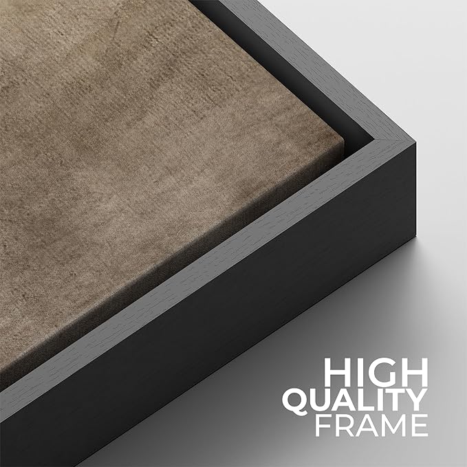 SIGNFORD Framed Canvas Print Wall Art Set Neutral Abstract Minimalist Earthy Tones Illustrations Modern Art Minimal Relax/Calm for Living Room, Bedroom, Office - 24"x24"x2 Black
