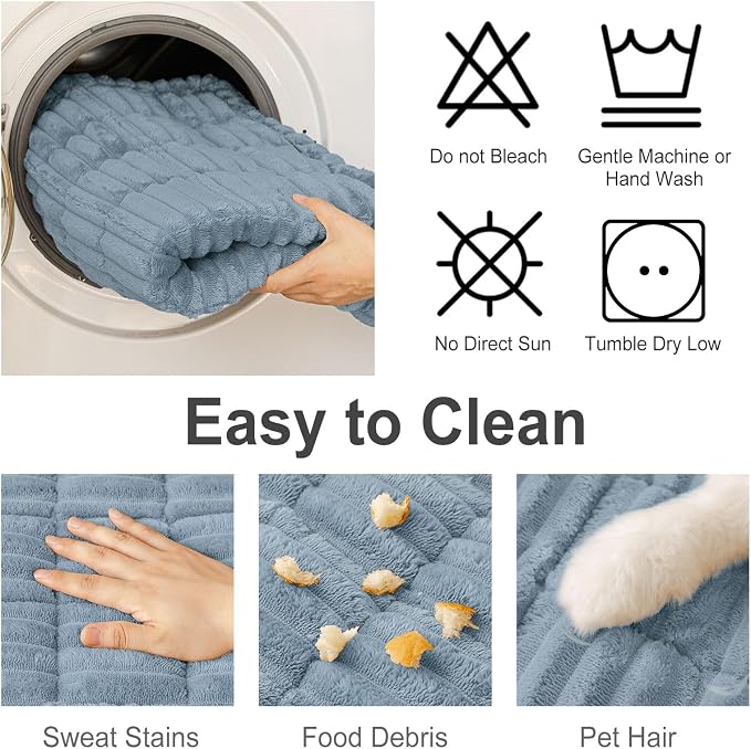 hyha Couch Cover for Dogs Washable, Non Slip Thick Flannel Sofa Protector, Pet Friendly Plush Furniture Cover for Sectional Sofa & Loveseat (Haze Blue, 43" x 82.7")