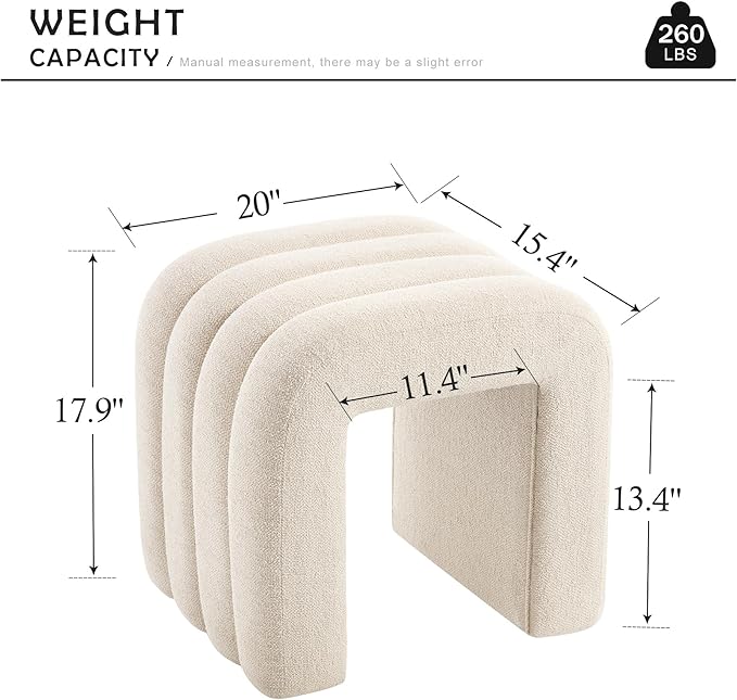 Multi-Functional Ottoman Stool, Footrest for Couch, Modern Vanity Stool for Make-up Room, Living Room and Entryway, Small Cute Footstool (Beige Linen)