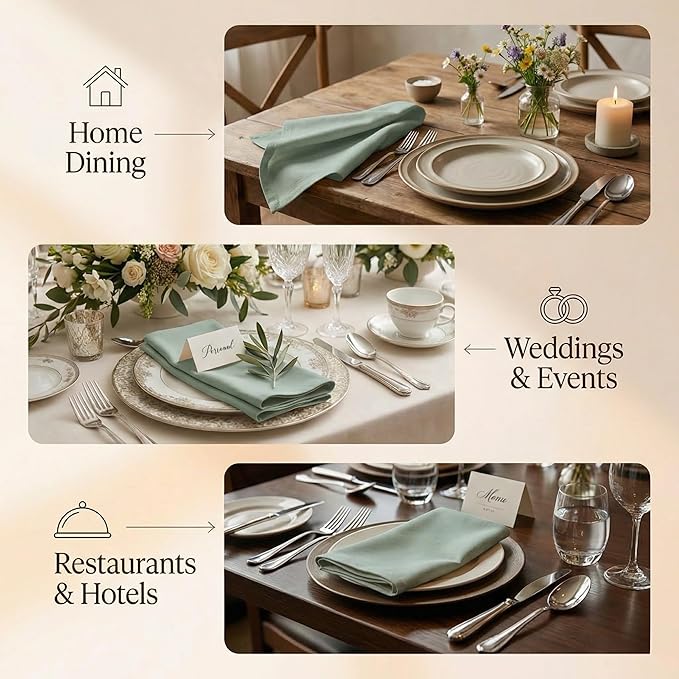 ACCENTHOME Accent Home 100% Cotton Napkins, Delicate Cloth Napkins for Dinners, Parties and Weddings，18 x 18 Inch Set of 12 - Teal