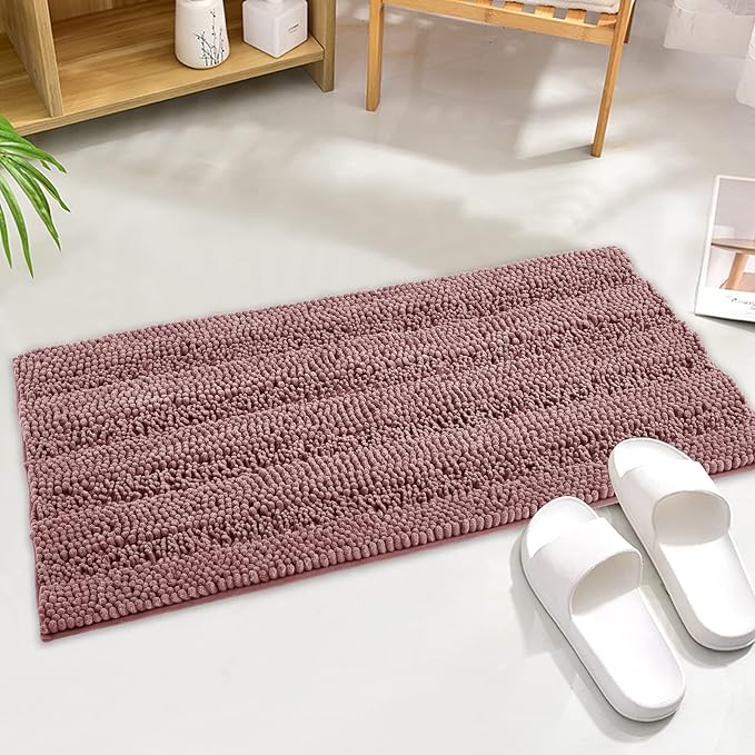 KGORGE Non Skid Bathroom Rugs - Water Absorbent Mats for Bathroom Toilet Shower Easy Wash Ultra Soft Quick Dry Carpet, Light Purple, 47" W x 17" L, 1Pc