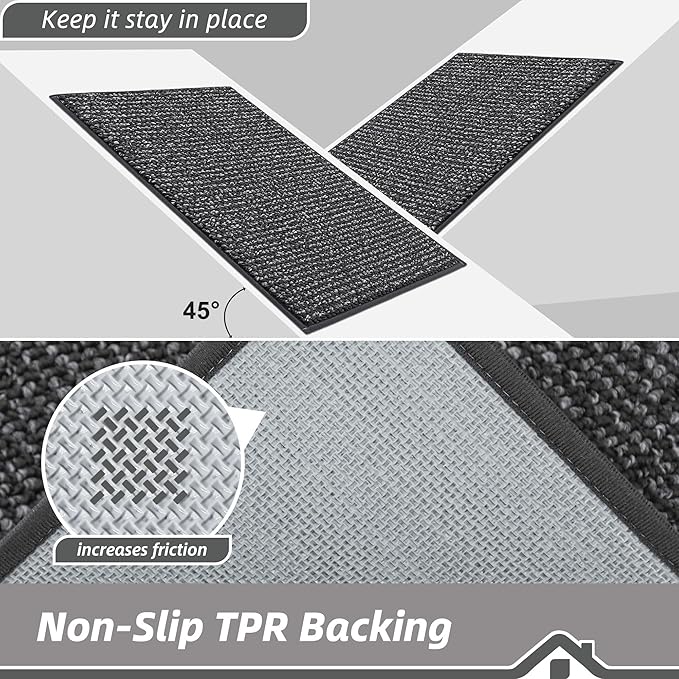 BEQHAUSE Kitchen Runner Rugs 24"x60", Non-Slip Kitchen Mats for Floor, Super Absorbent and Stain Resistant Kitchen Rug, Machine Washable Rugs for Kitchen, Hallway, Laundry & Sink, Charcoal