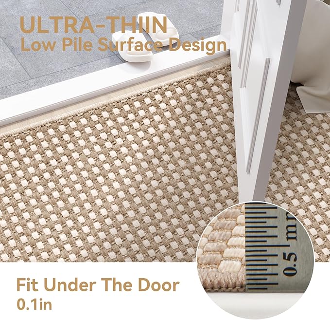 YDKGL 2x3 ft Indoor Door Mat Entryway Rug Non Slip Woven Washable Area Rugs Kitchen Mats for Floor, Front Entry Rug Entrance Doormat for Hall Porch Bathroom Kitchen Bedroom, Easy Clean, Brown 24"x36"
