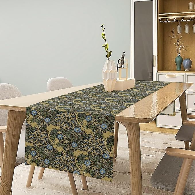 William Morris Floral Table Runner Vintage Flowers Table Runner for Dining Table Decor 13x60 Inch