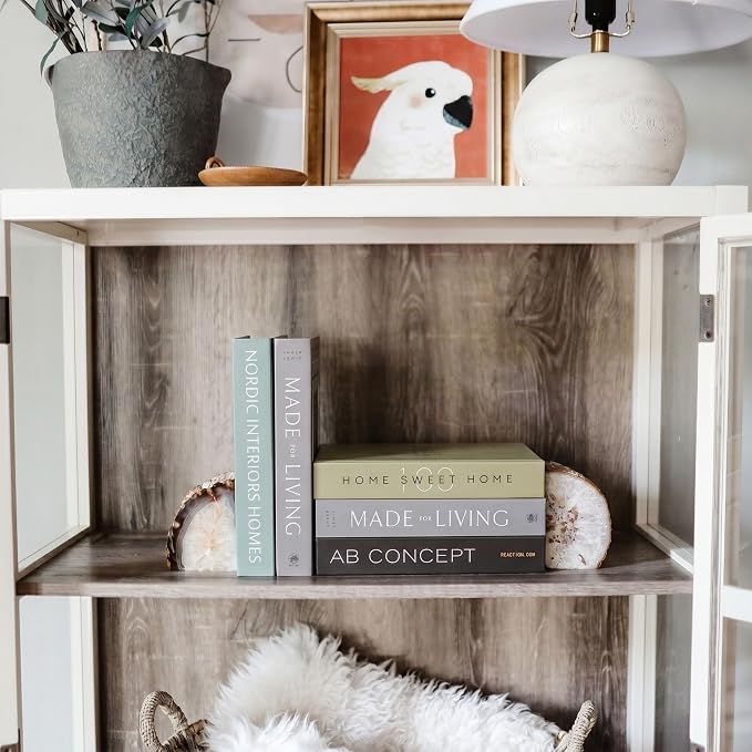 PROBENEX 4 Pcs Decorative Books | Faux Olive Green Shelf & Table Decor | Looks Luxe, Lightweight, Tool-Free - Instant Shelf and Table Styling