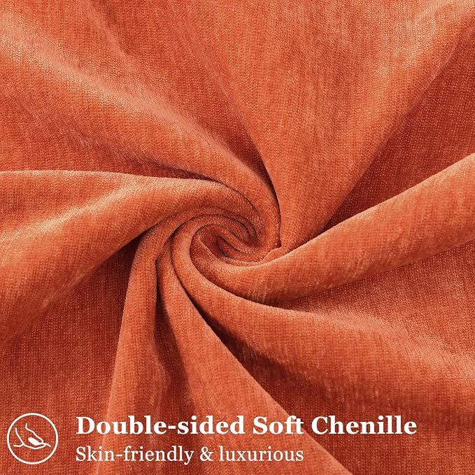 decorUhome Summer Couch Throw Pillow Covers 16x16 Set of 2, Decorative Soft Velvet Modern Cozy Chenille Pillow Cases with Elegant Design for Sofa Bed Living Room Home Decor, Rust