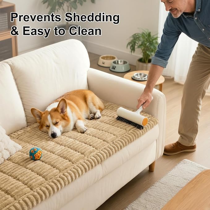 Smiry Couch Cover for Dogs, Non Slip Washable Sofa Protector for Pets, Soft Furniture Cover for Pet, Stylish Sofa Covers, Cozy Protect Against Fur, Dirt & Everyday Messes (Camel, 35.4" x 63")