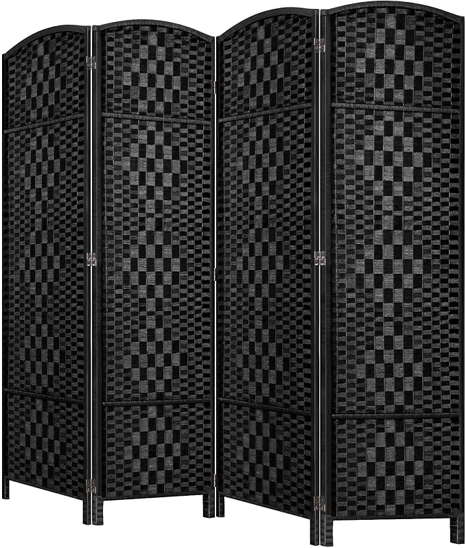 HALLYBEE Room Divider, Room Dividers and Folding Privacy Screens, 16in Privacy Screen, 4 Panel Temporary Wall Partitions, 6ft Space Separation Panel Screen, Black