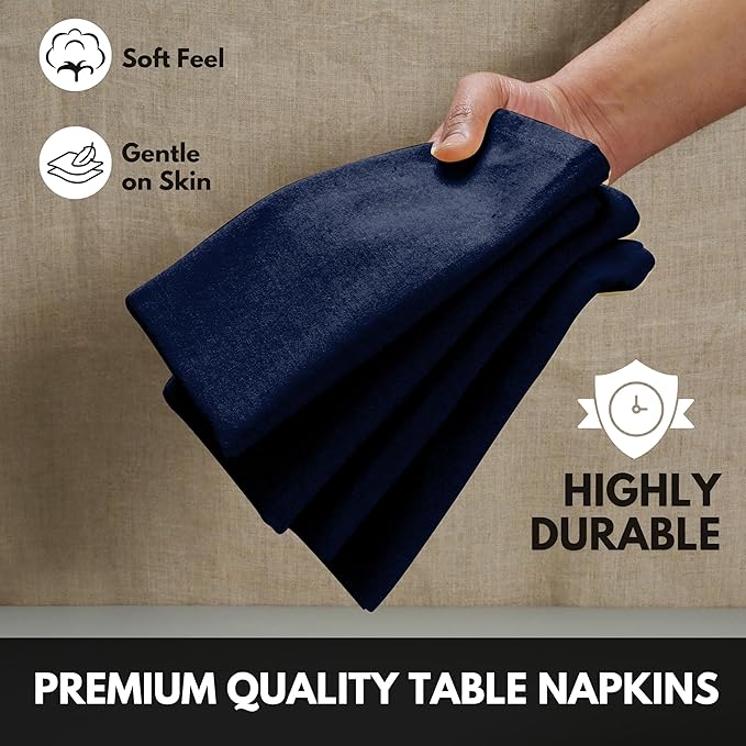 Cloth Napkin 17Inch x 17Inch, Washable & Reusable Napkins, Set of 12, Durable, Absorbent, Soft Linen Table Napkins for Fall, Parties, Holiday, Lunch, Dinner, Everyday Use, Navy Blue