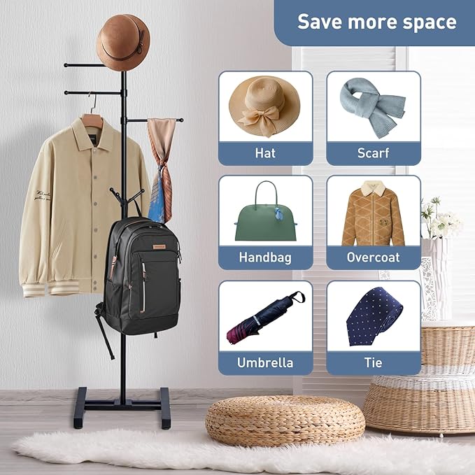 Metal Coat Rack Freestanding heavy duty,modern coat rack Sturdy Coat Tree Stand,3 straight arm, it can be used to hang wallets, clothes and hats for entrance halls, living rooms, bedrooms and offices.