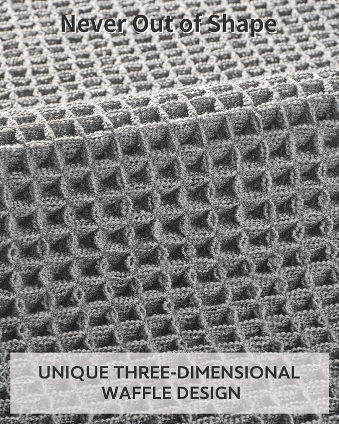 tchdio Waffle Bath Mat, Super Absorbent Non Slip Bath Mat Ultra Soft Bathmat Machine Washable Bath Rugs with Tassels, Beside Tub, 18" x 30"