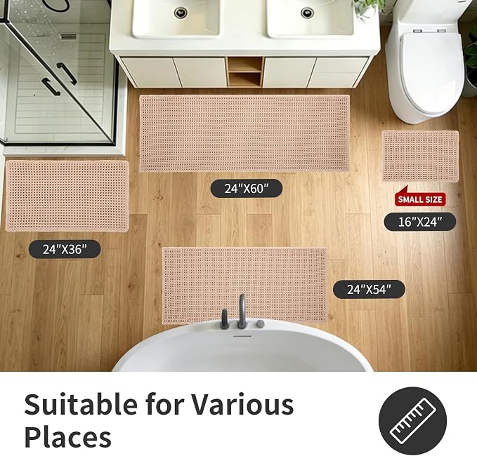 ILANGO Upgraded Waffle Bath Mat,Super Absorbent Boho Non Slip Bathroom Rugs Quick Dry,Ultra Soft Machine Washable Mats with Tassels for Floor,20x32,Beige