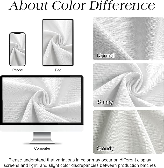 Naturoom White Linen Shower Curtain, Cloth Textured Fabric Shower Curtain Set with Hooks, Simple Elegant Modern Farmhouse Country Ultra Thick Bath Curtains for Bathroom,Water Repellent,72x72