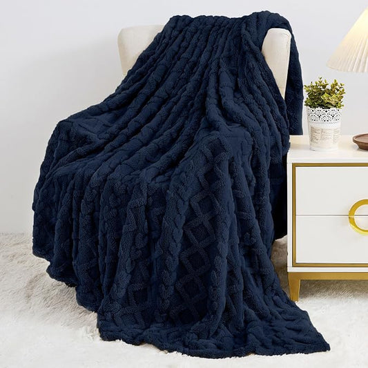 Aganear Flannel Throw Blanket - Cozy Soft Lightweight Fuzzy Navy Blue Blanket for Women Warm Decorative Present for All Seasons, Portable Throw Blankets for Couch, Sofa, Bed, Car(50"x60", Navy)