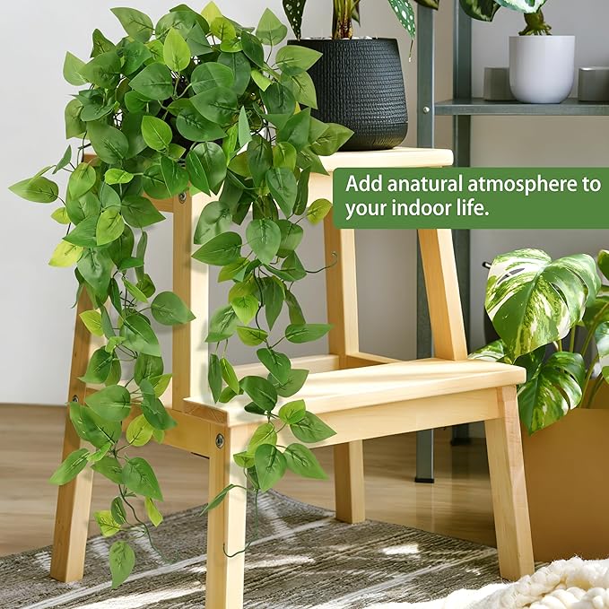 Waipfaru Fake Hanging Plants, 2pcs Artificial Potted Plant, Faux Ivy Pothos Vines Greenery for Wall Home Bedroom Living Room Aesthetic Kitchen Office Aesthetic Kitchen Indoor Outdoor Decor